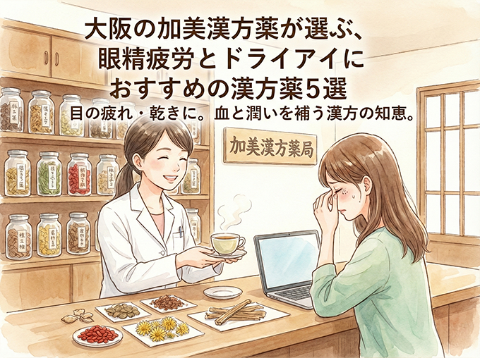 大阪の加美漢方薬局が選ぶ、眼精疲労とドライアイにおすすめの漢方薬5選