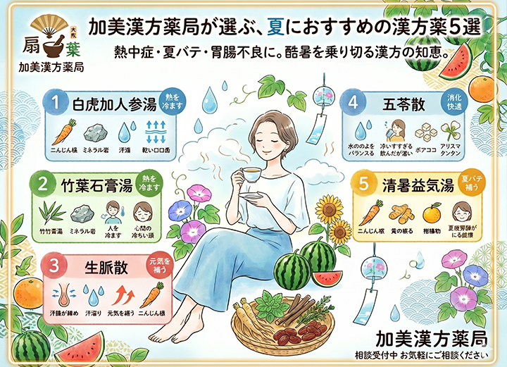 加美漢方薬局が選ぶ、夏におすすめの漢方薬5選