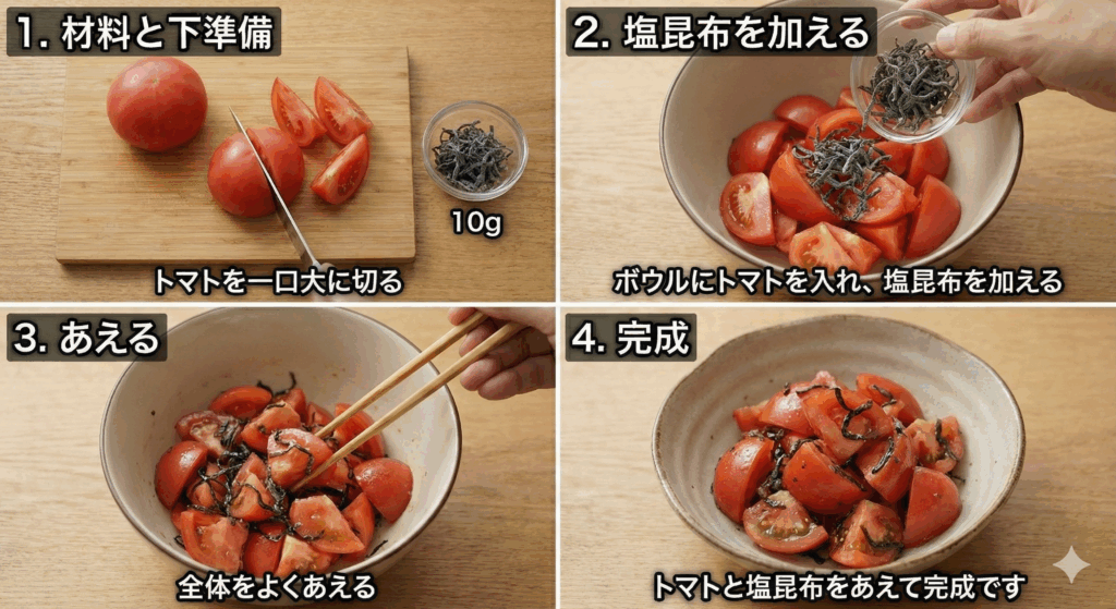 トマトの塩昆布あえ